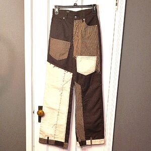 Patchwork  Jeans /Pants- Brown and Cream